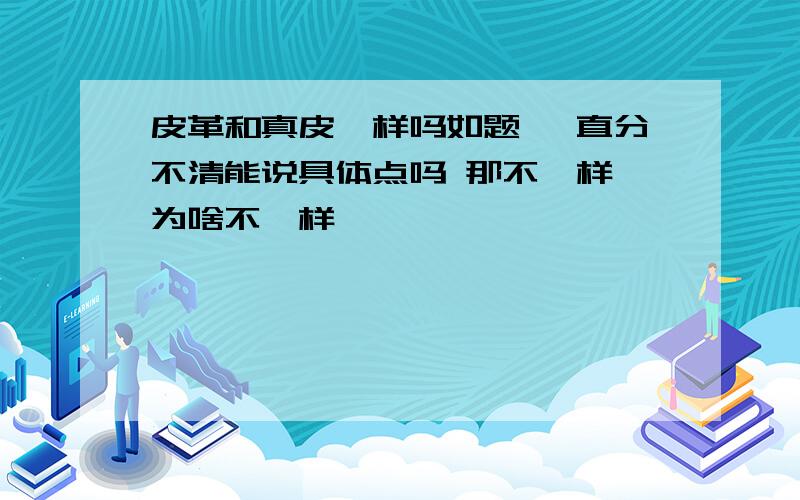 皮革和真皮一样吗如题 一直分不清能说具体点吗 那不一样 为啥不一样