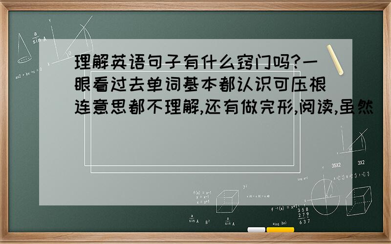 理解英语句子有什么窍门吗?一眼看过去单词基本都认识可压根连意思都不理解,还有做完形,阅读,虽然