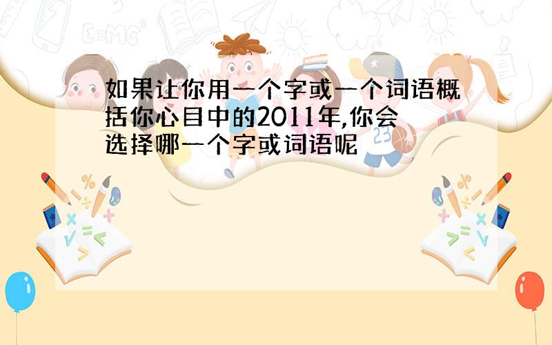 如果让你用一个字或一个词语概括你心目中的2011年,你会选择哪一个字或词语呢