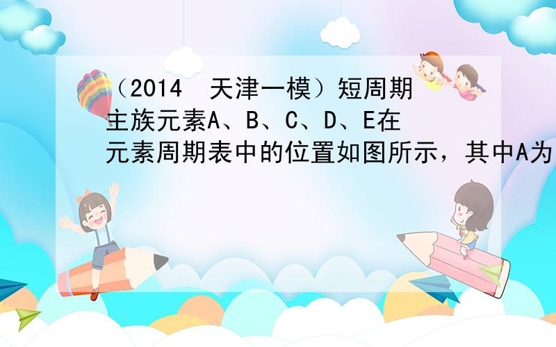 （2014•天津一模）短周期主族元素A、B、C、D、E在元素周期表中的位置如图所示，其中A为地壳中含量最高的金属元素．