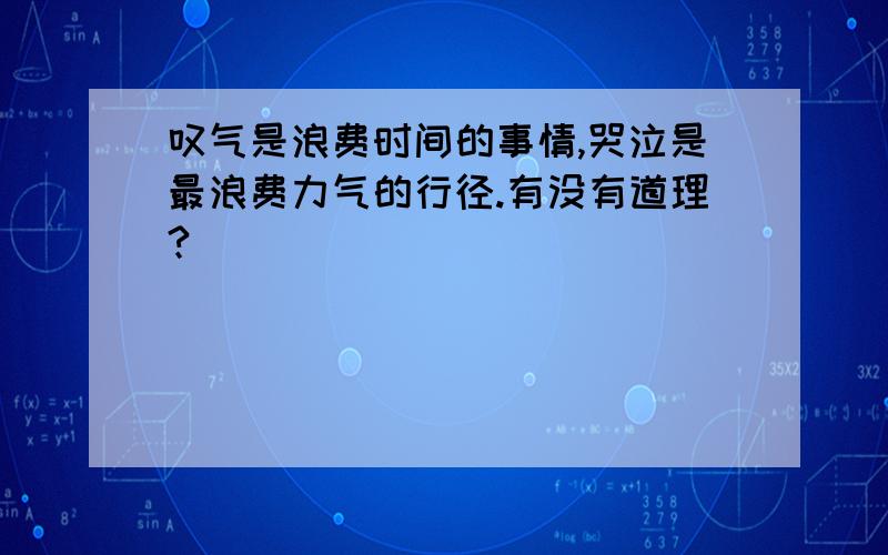 叹气是浪费时间的事情,哭泣是最浪费力气的行径.有没有道理?