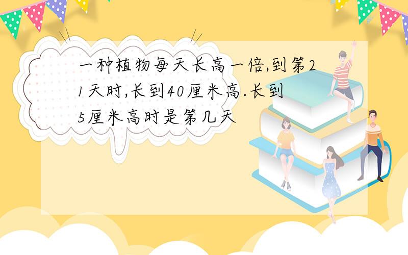 一种植物每天长高一倍,到第21天时,长到40厘米高.长到5厘米高时是第几天