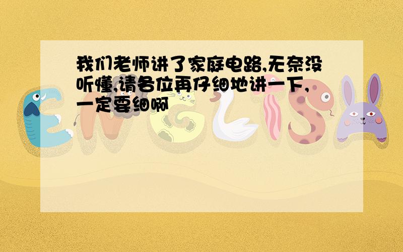 我们老师讲了家庭电路,无奈没听懂,请各位再仔细地讲一下,一定要细啊