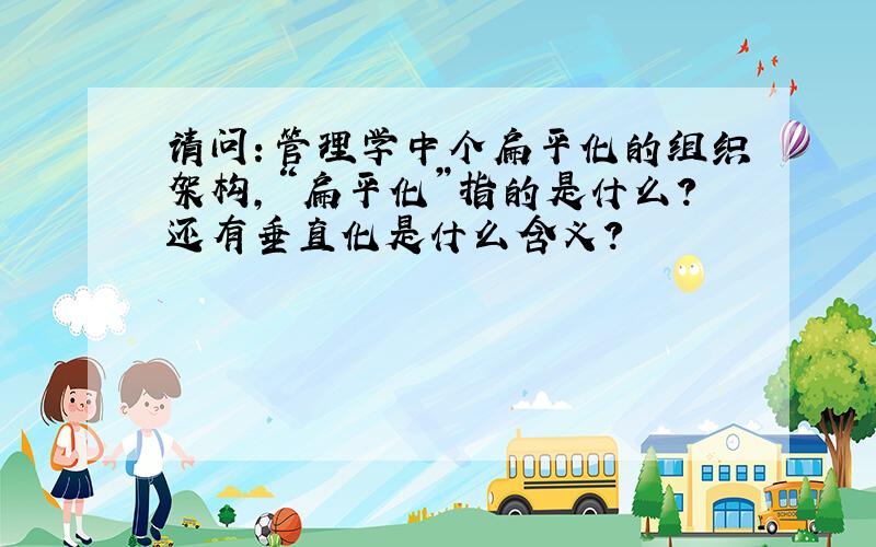 请问：管理学中个扁平化的组织架构,“扁平化”指的是什么?还有垂直化是什么含义?