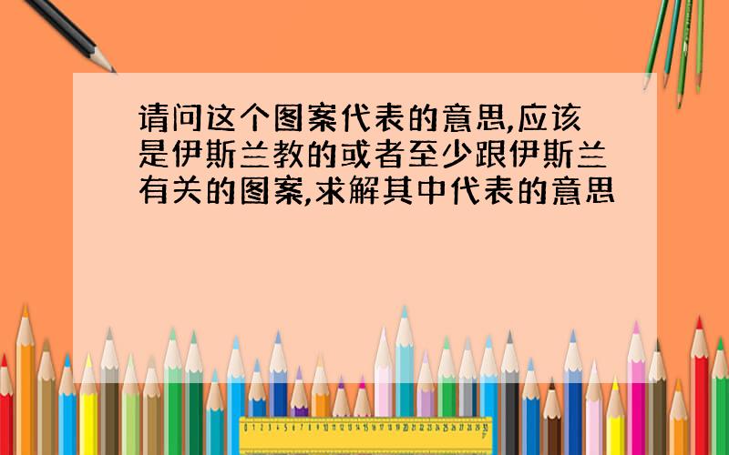 请问这个图案代表的意思,应该是伊斯兰教的或者至少跟伊斯兰有关的图案,求解其中代表的意思