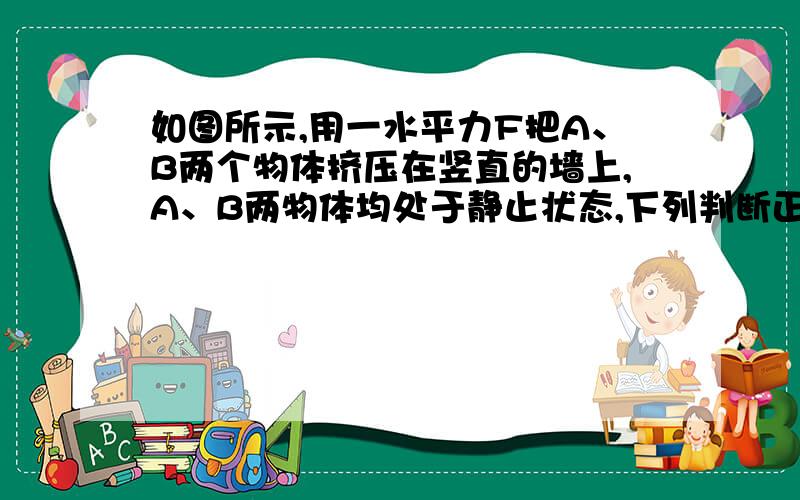 如图所示,用一水平力F把A、B两个物体挤压在竖直的墙上,A、B两物体均处于静止状态,下列判断正确的是（　　）