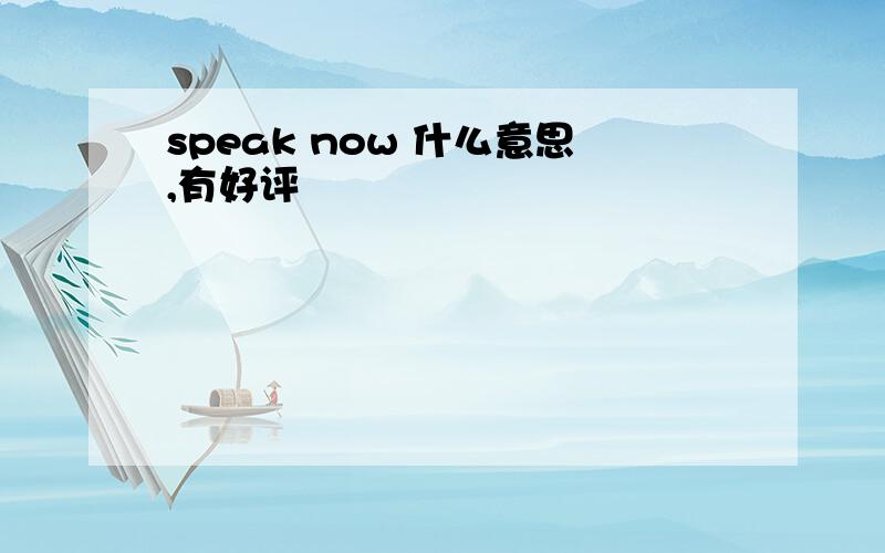 speak now 什么意思,有好评