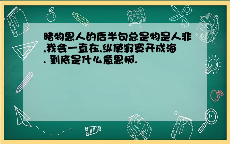 睹物思人的后半句总是物是人非,我会一直在,纵使寂寞开成海. 到底是什么意思啊.