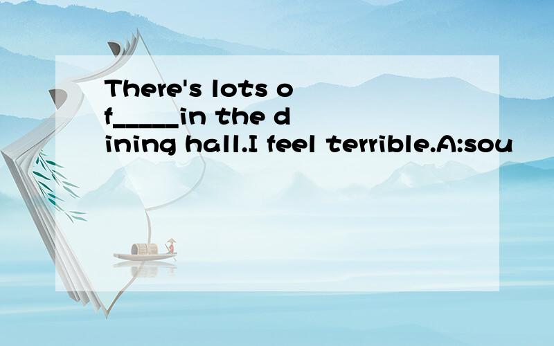 There's lots of_____in the dining hall.I feel terrible.A:sou