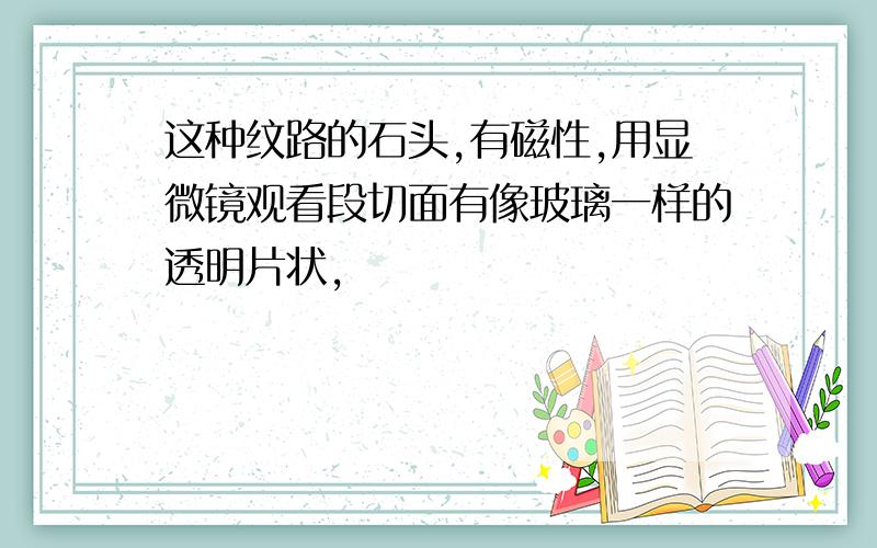 这种纹路的石头,有磁性,用显微镜观看段切面有像玻璃一样的透明片状,