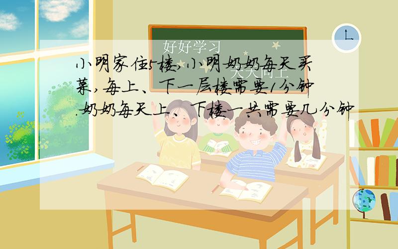 小明家住5楼,小明奶奶每天买菜,每上、下一层楼需要1分钟.奶奶每天上、下楼一共需要几分钟