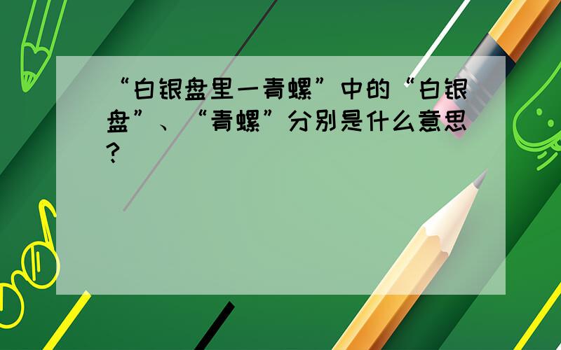 “白银盘里一青螺”中的“白银盘”、“青螺”分别是什么意思?