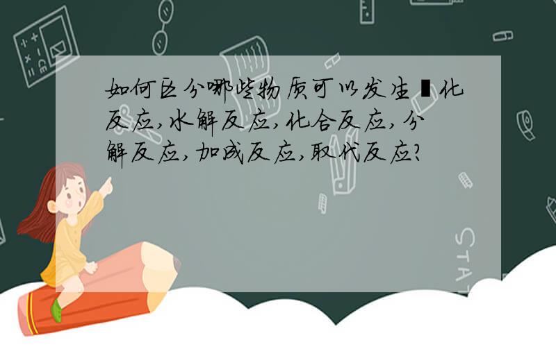 如何区分哪些物质可以发生酯化反应,水解反应,化合反应,分解反应,加成反应,取代反应?