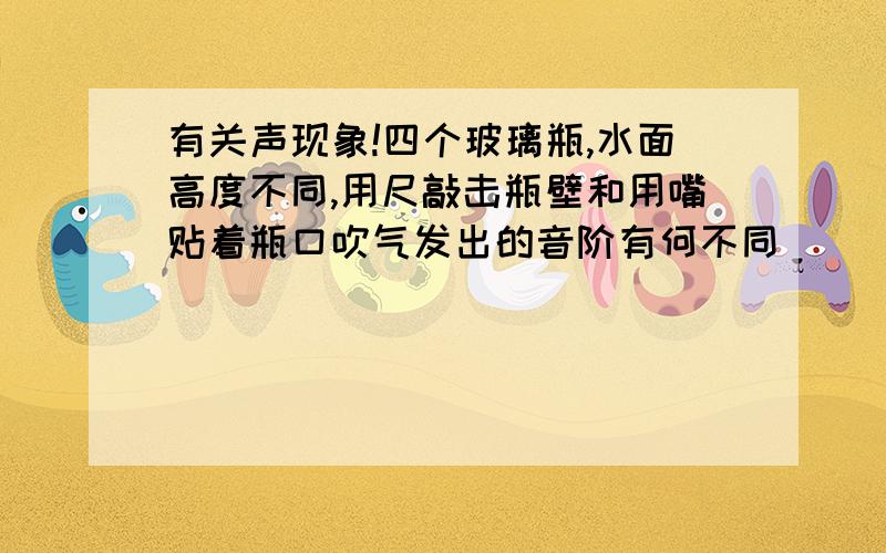 有关声现象!四个玻璃瓶,水面高度不同,用尺敲击瓶壁和用嘴贴着瓶口吹气发出的音阶有何不同