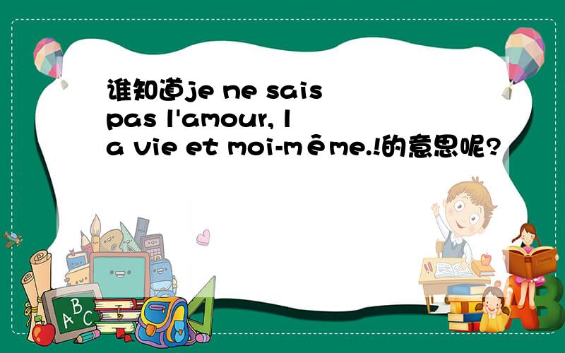 谁知道je ne sais pas l'amour, la vie et moi-même.!的意思呢?