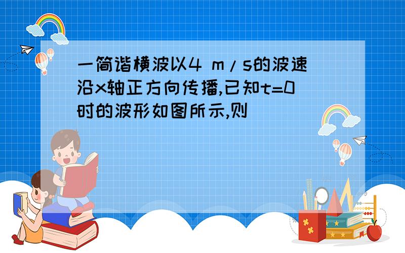 一简谐横波以4 m/s的波速沿x轴正方向传播,已知t=0时的波形如图所示,则