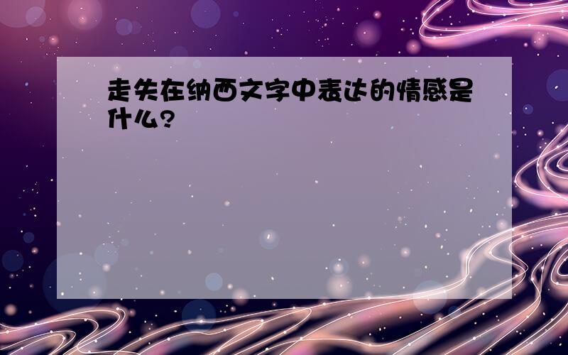 走失在纳西文字中表达的情感是什么?