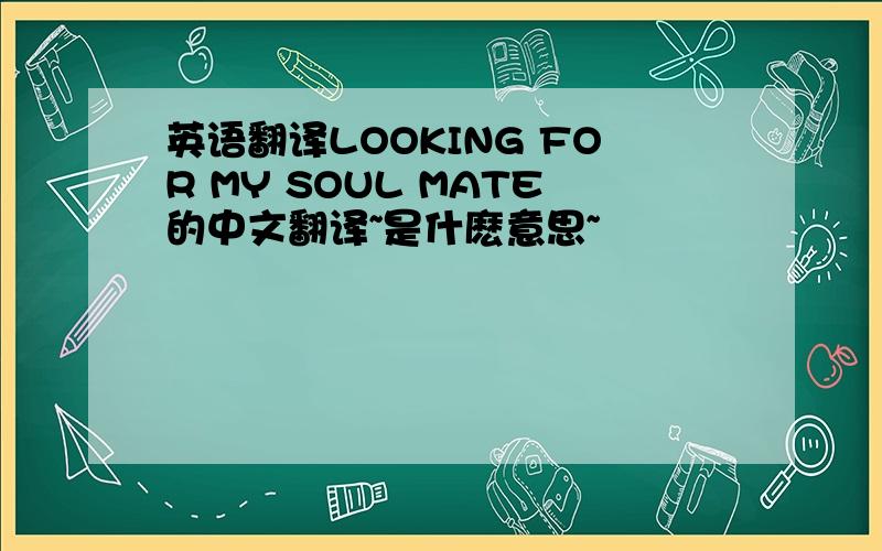 英语翻译LOOKING FOR MY SOUL MATE的中文翻译~是什麽意思~