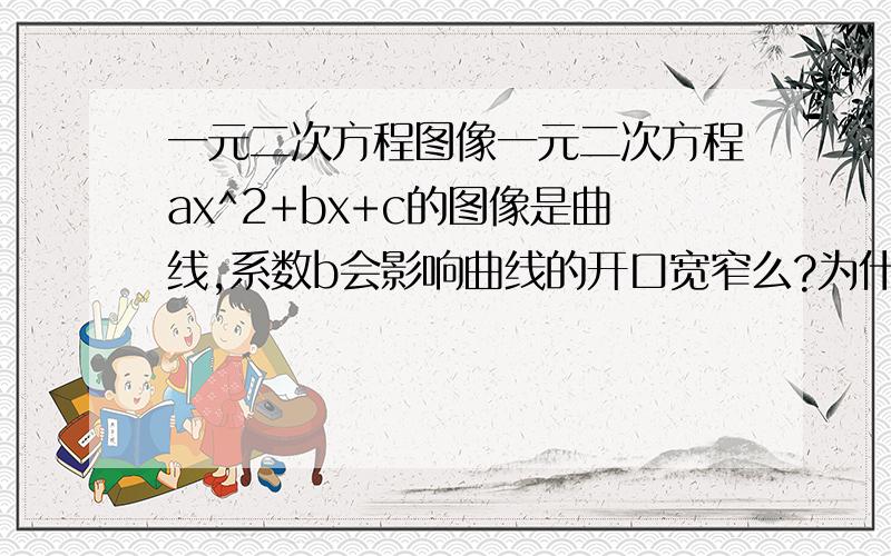 一元二次方程图像一元二次方程ax^2+bx+c的图像是曲线,系数b会影响曲线的开口宽窄么?为什么?请详细说明.