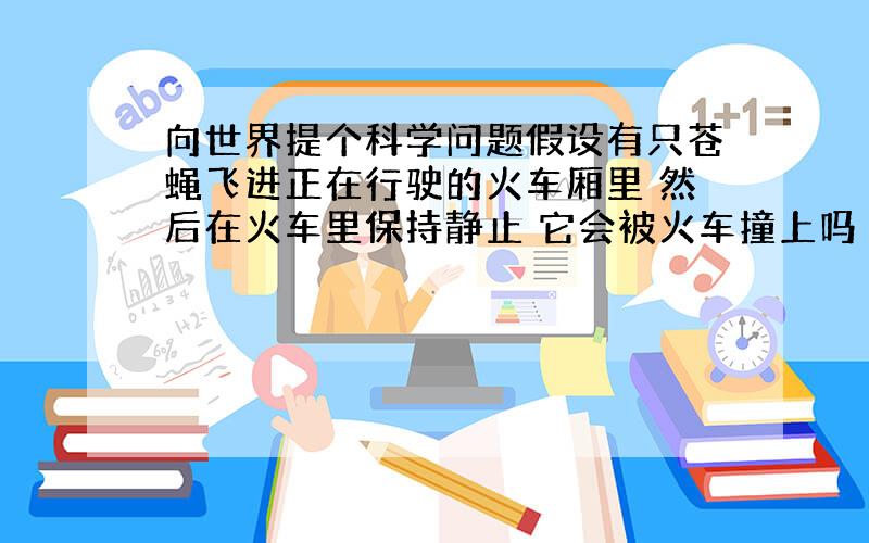 向世界提个科学问题假设有只苍蝇飞进正在行驶的火车厢里 然后在火车里保持静止 它会被火车撞上吗 再假如它不会被撞上 那我们