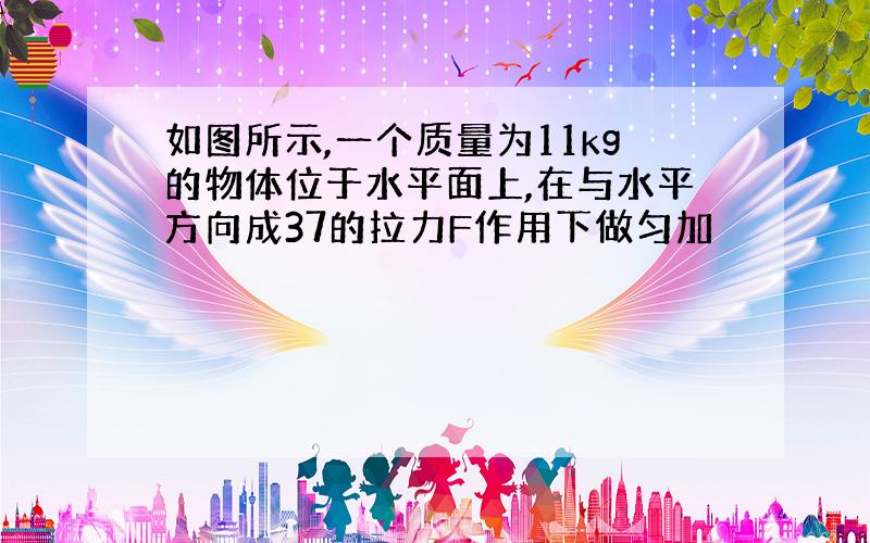 如图所示,一个质量为11kg的物体位于水平面上,在与水平方向成37的拉力F作用下做匀加