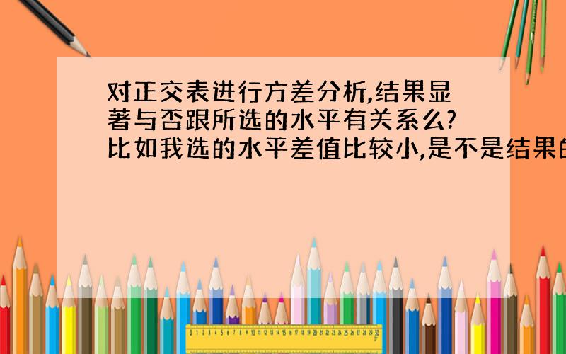 对正交表进行方差分析,结果显著与否跟所选的水平有关系么?比如我选的水平差值比较小,是不是结果的显著性就差一些