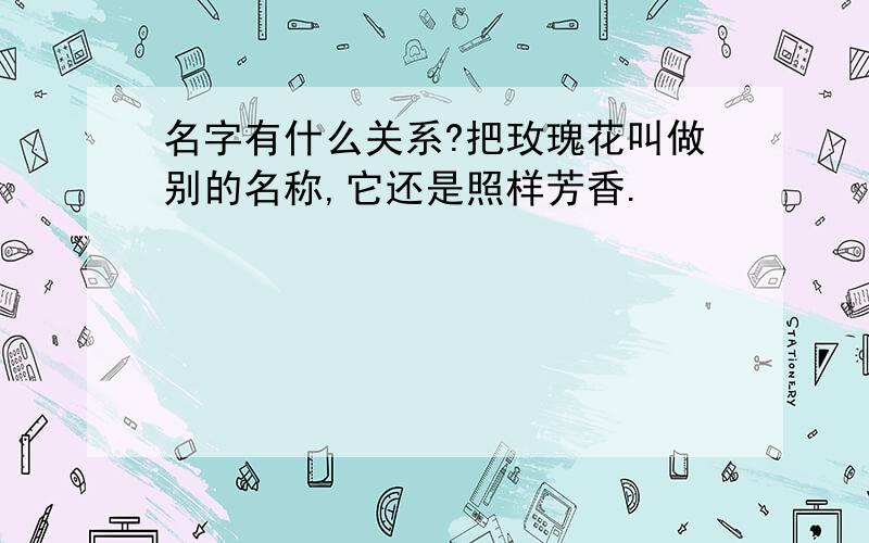 名字有什么关系?把玫瑰花叫做别的名称,它还是照样芳香.