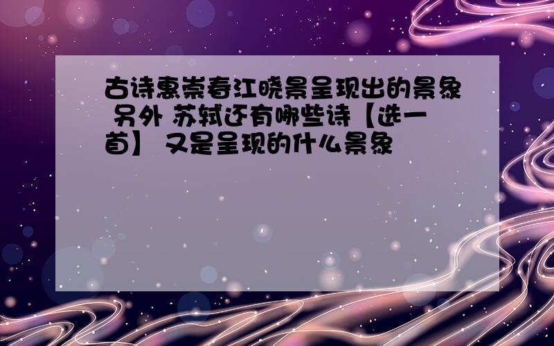 古诗惠崇春江晓景呈现出的景象 另外 苏轼还有哪些诗【选一首】 又是呈现的什么景象