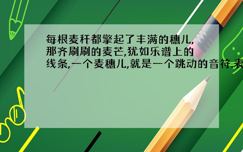 每根麦秆都擎起了丰满的穗儿,那齐刷刷的麦芒,犹如乐谱上的线条,一个麦穗儿,就是一个跳动的音符.表达了作者的什么思想感情?