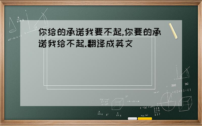 你给的承诺我要不起,你要的承诺我给不起.翻译成英文