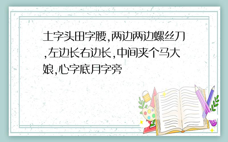 土字头田字腰,两边两边螺丝刀,左边长右边长,中间夹个马大娘,心字底月字旁