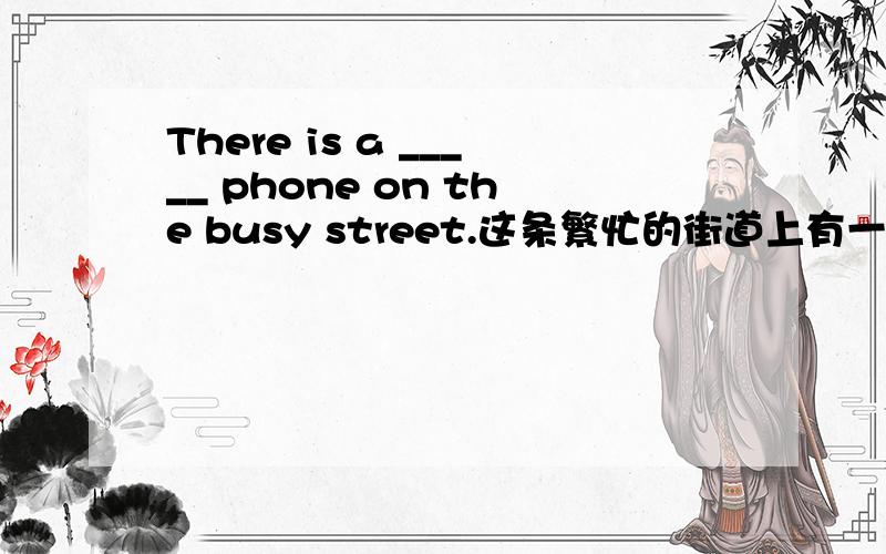 There is a _____ phone on the busy street.这条繁忙的街道上有一个公用电话.