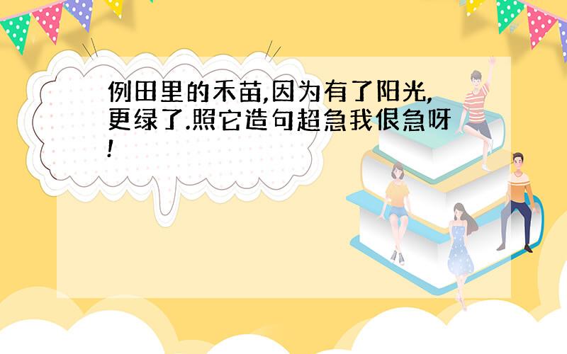 例田里的禾苗,因为有了阳光,更绿了.照它造句超急我佷急呀!