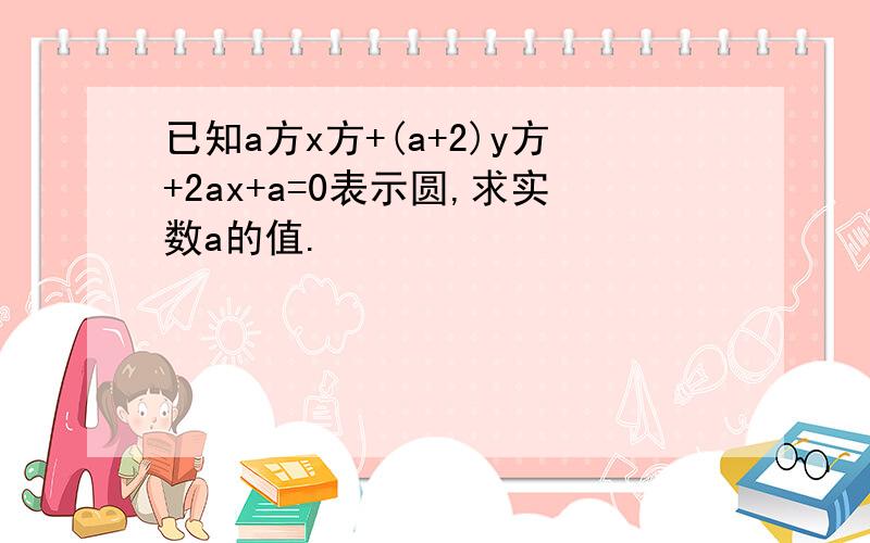 已知a方x方+(a+2)y方+2ax+a=0表示圆,求实数a的值.