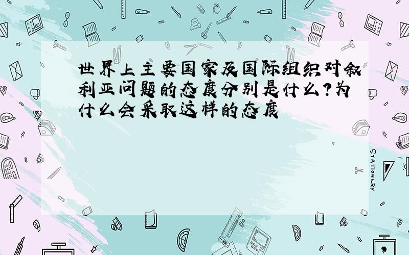 世界上主要国家及国际组织对叙利亚问题的态度分别是什么?为什么会采取这样的态度