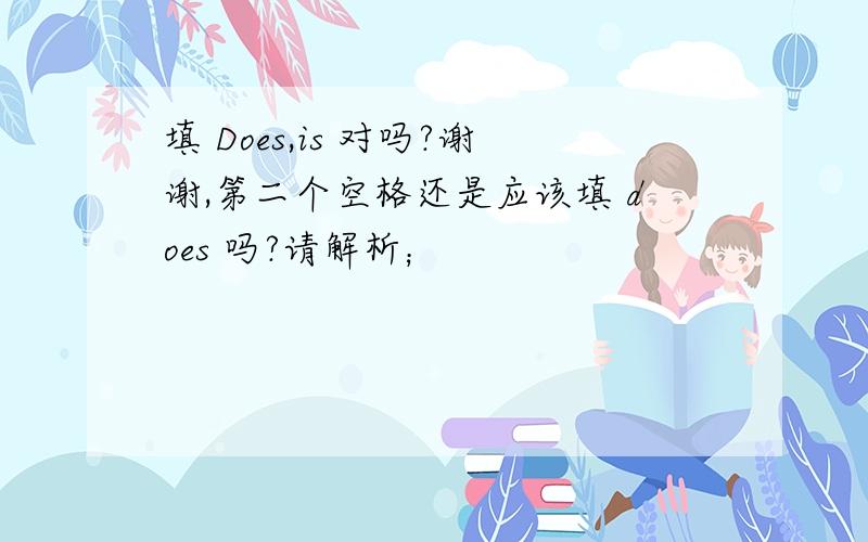 填 Does,is 对吗?谢谢,第二个空格还是应该填 does 吗?请解析；