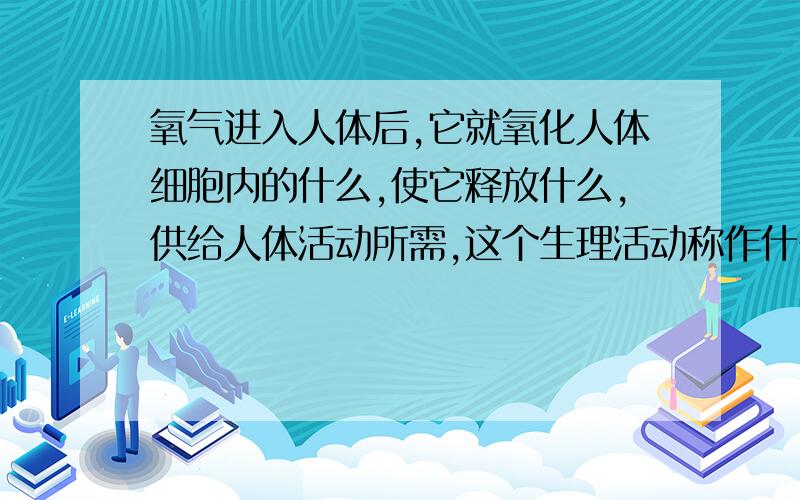 氧气进入人体后,它就氧化人体细胞内的什么,使它释放什么,供给人体活动所需,这个生理活动称作什么,如