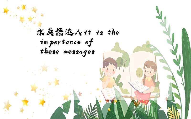 求英语达人it is the importance of these messages