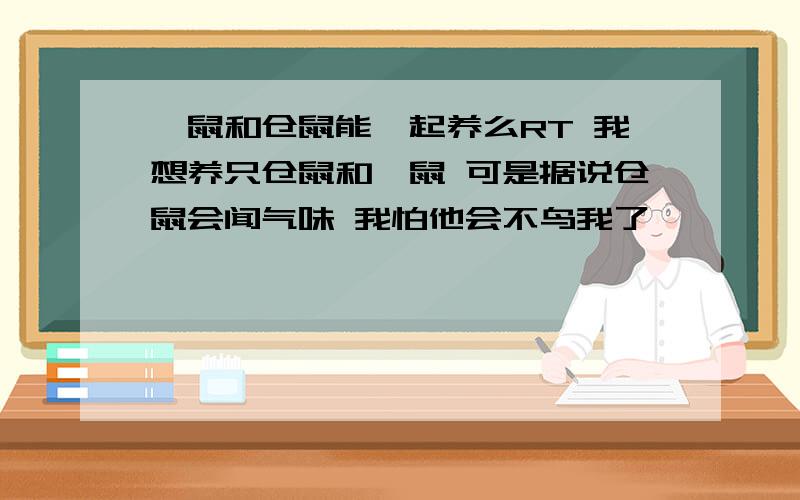 豚鼠和仓鼠能一起养么RT 我想养只仓鼠和豚鼠 可是据说仓鼠会闻气味 我怕他会不鸟我了