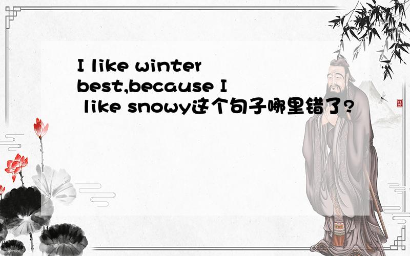 I like winter best,because I like snowy这个句子哪里错了?