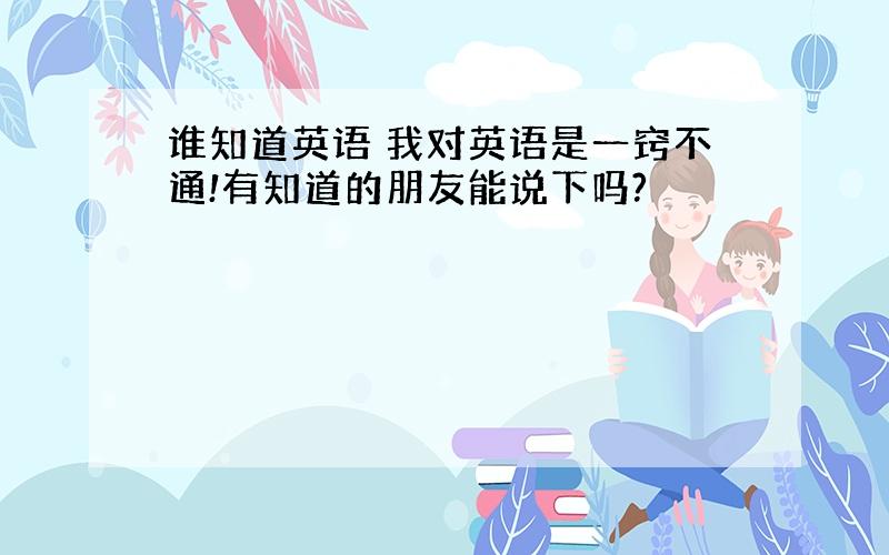 谁知道英语 我对英语是一窍不通!有知道的朋友能说下吗?