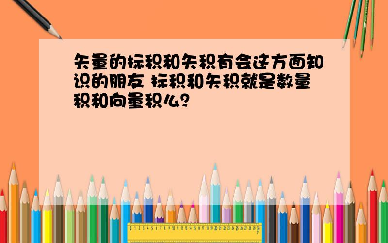 矢量的标积和矢积有会这方面知识的朋友 标积和矢积就是数量积和向量积么？