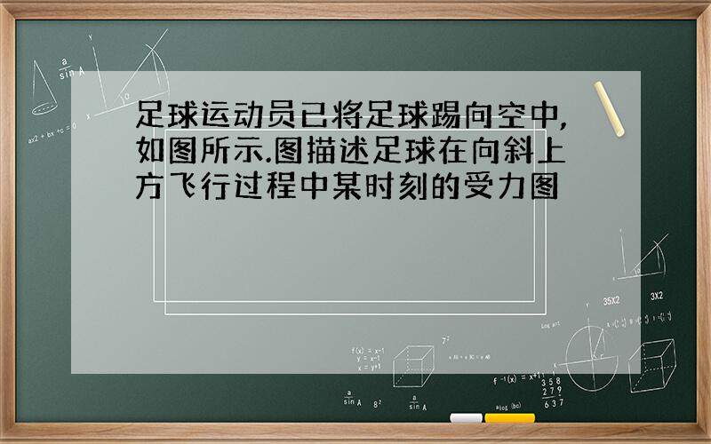 足球运动员已将足球踢向空中,如图所示.图描述足球在向斜上方飞行过程中某时刻的受力图