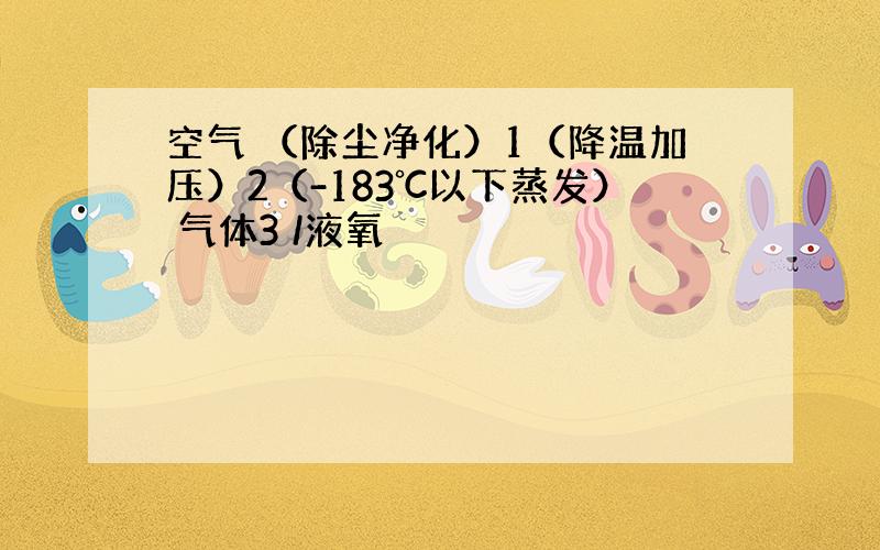 空气 （除尘净化）1（降温加压）2（-183℃以下蒸发） 气体3 /液氧