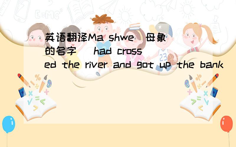 英语翻译Ma shwe(母象的名字） had crossed the river and got up the bank