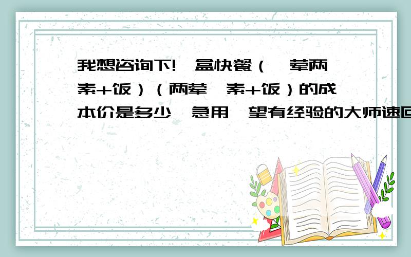 我想咨询下!一盒快餐（一荤两素+饭）（两荤一素+饭）的成本价是多少,急用,望有经验的大师速回!