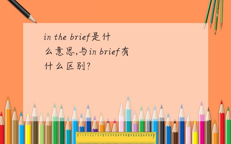 in the brief是什么意思,与in brief有什么区别?