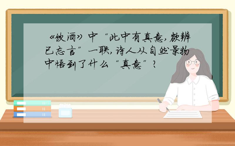 《饮酒》中“此中有真意,欲辨已忘言”一联,诗人从自然景物中悟到了什么“真意”?