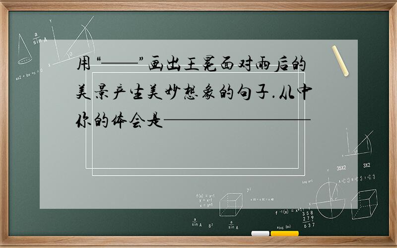 用“——”画出王冕面对雨后的美景产生美妙想象的句子.从中你的体会是————————