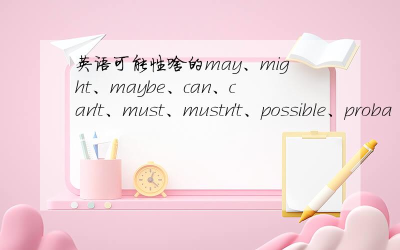 英语可能性啥的may、might、maybe、can、can't、must、mustn't、possible、proba